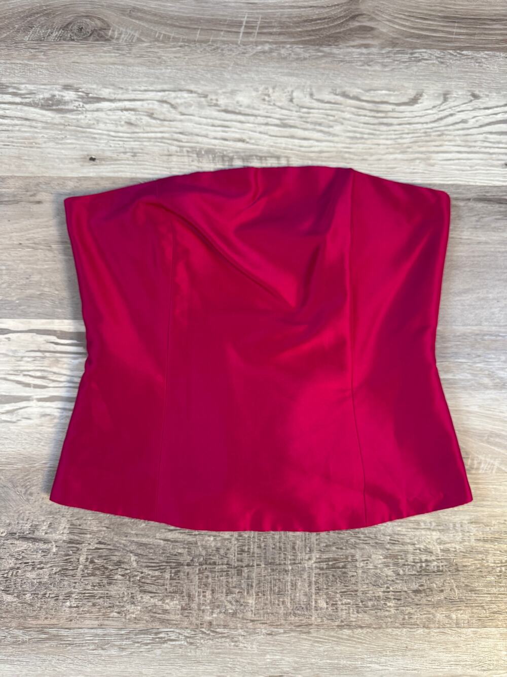 Vintage Y2K Hot Pink Silk Strapless Corset Bustier Fitted Going Out Party Top 4